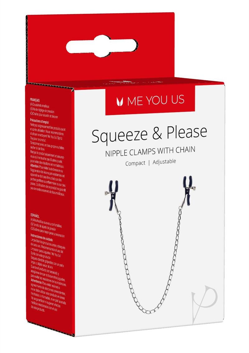 ME YOU US Squeeze & Please Adjustable Nipple Clamps with Chain