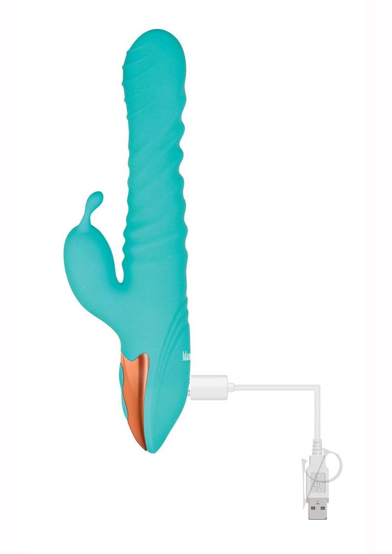 Adam & Eve Heat Me Up Warming Rabbit Thruster Rechargeable Silicone Vibrator